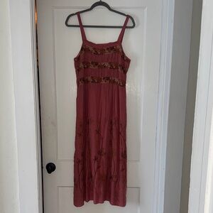 Johnny Was Women's Dusty Rose Embroidered Slip Dress